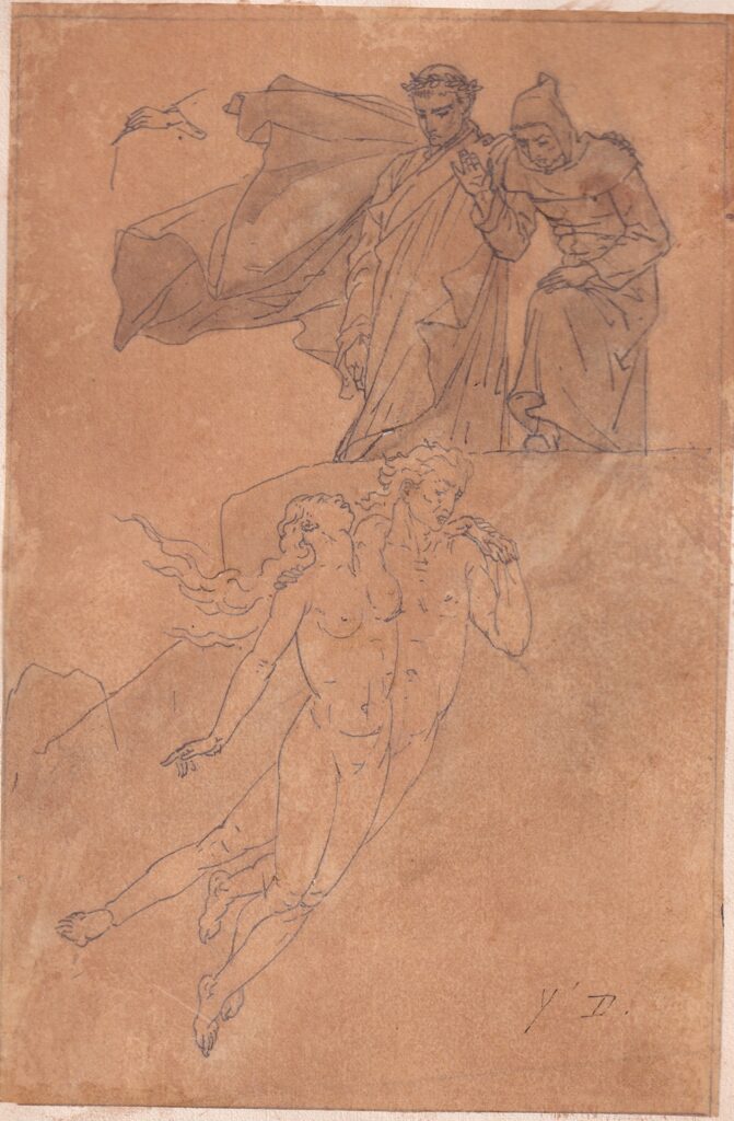 Paolo et Francesca, dessin original de Yan' Dargent pour la Divine Comédie (1879) © Musée Yan' Dargent à Saint-Servais